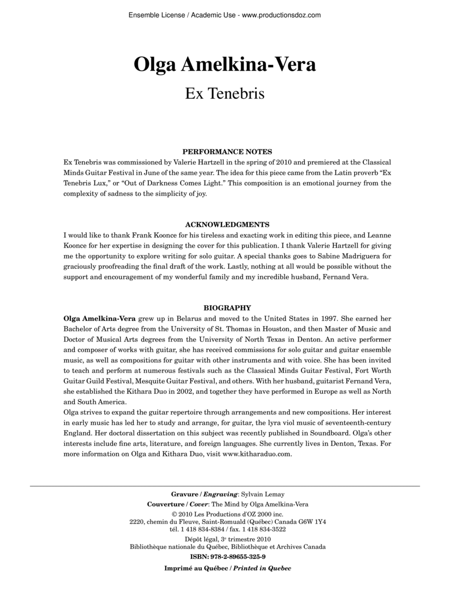 Ex Tenebris Ex Tenebris Classical Guitar scores gallery preview page 1