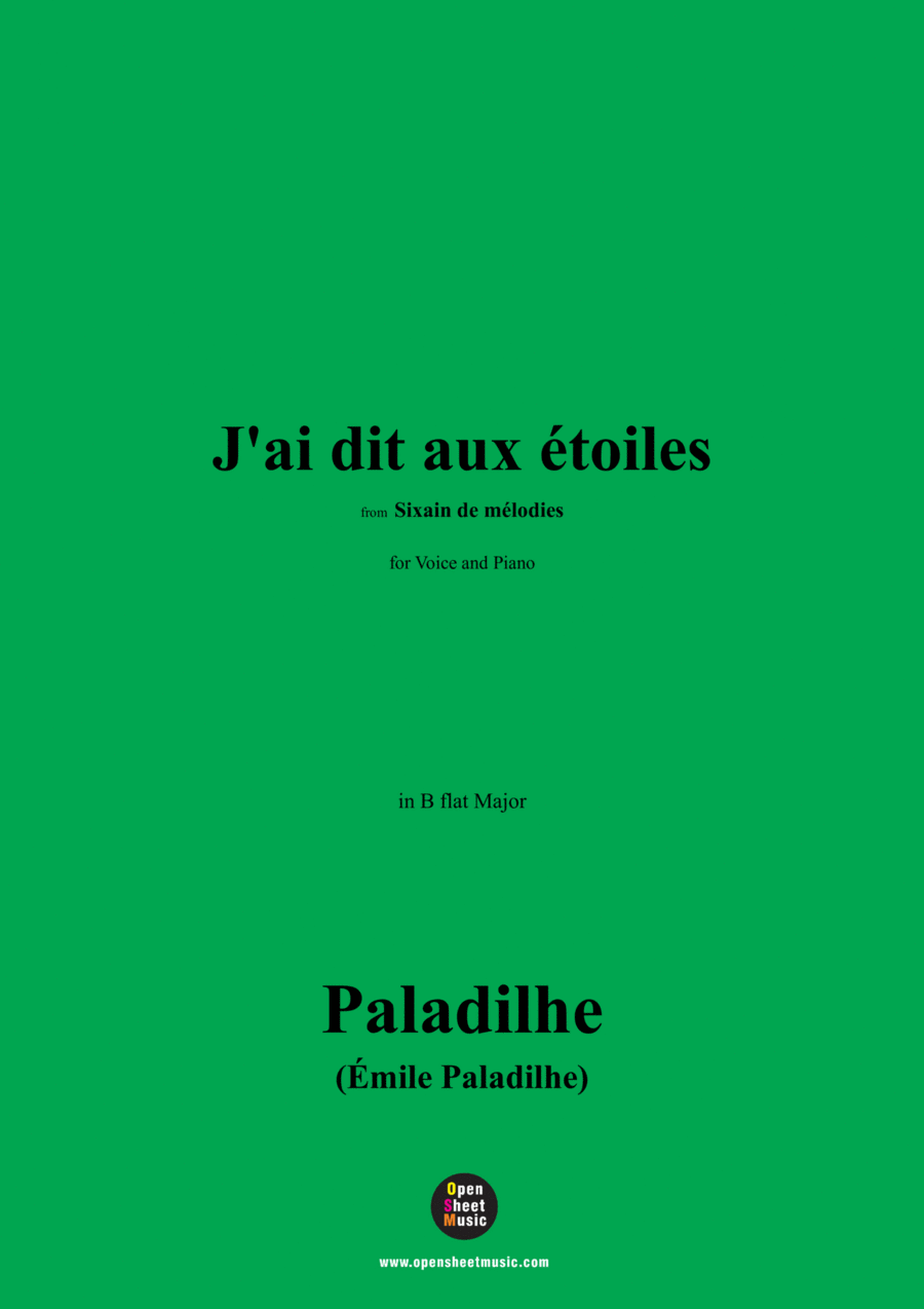 Paladilhe-J'ai dit aux étoiles(Sérénade),in B flat Major Voice scores gallery preview page 1