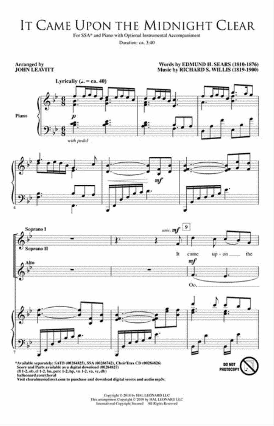 It Came Upon the Midnight Clear SSA scores gallery preview page 2