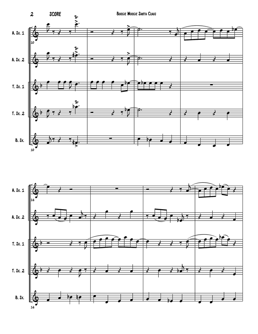 Boogie Woogie Santa Claus Saxophone Quintet scores gallery preview page 3