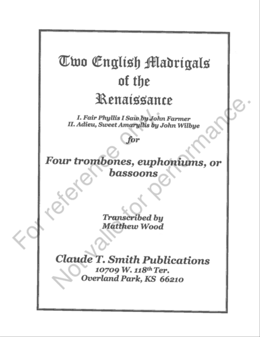 Two English Madrigals Of The Renaissance Trombone Quartet scores gallery preview page 2