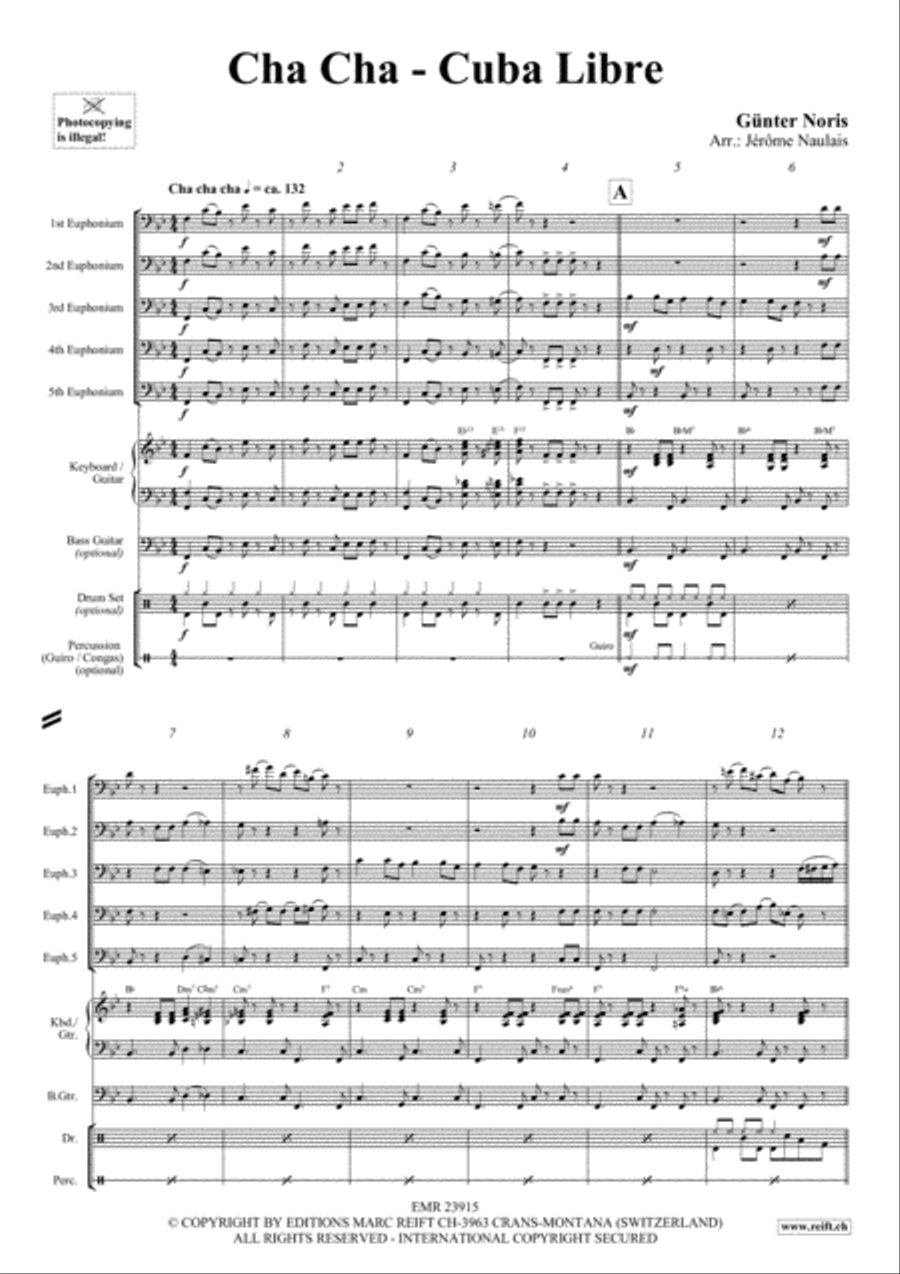 Cha Cha - Cuba Libre Cha Cha - Cuba Libre Euphonium Quintet scores gallery preview page 3