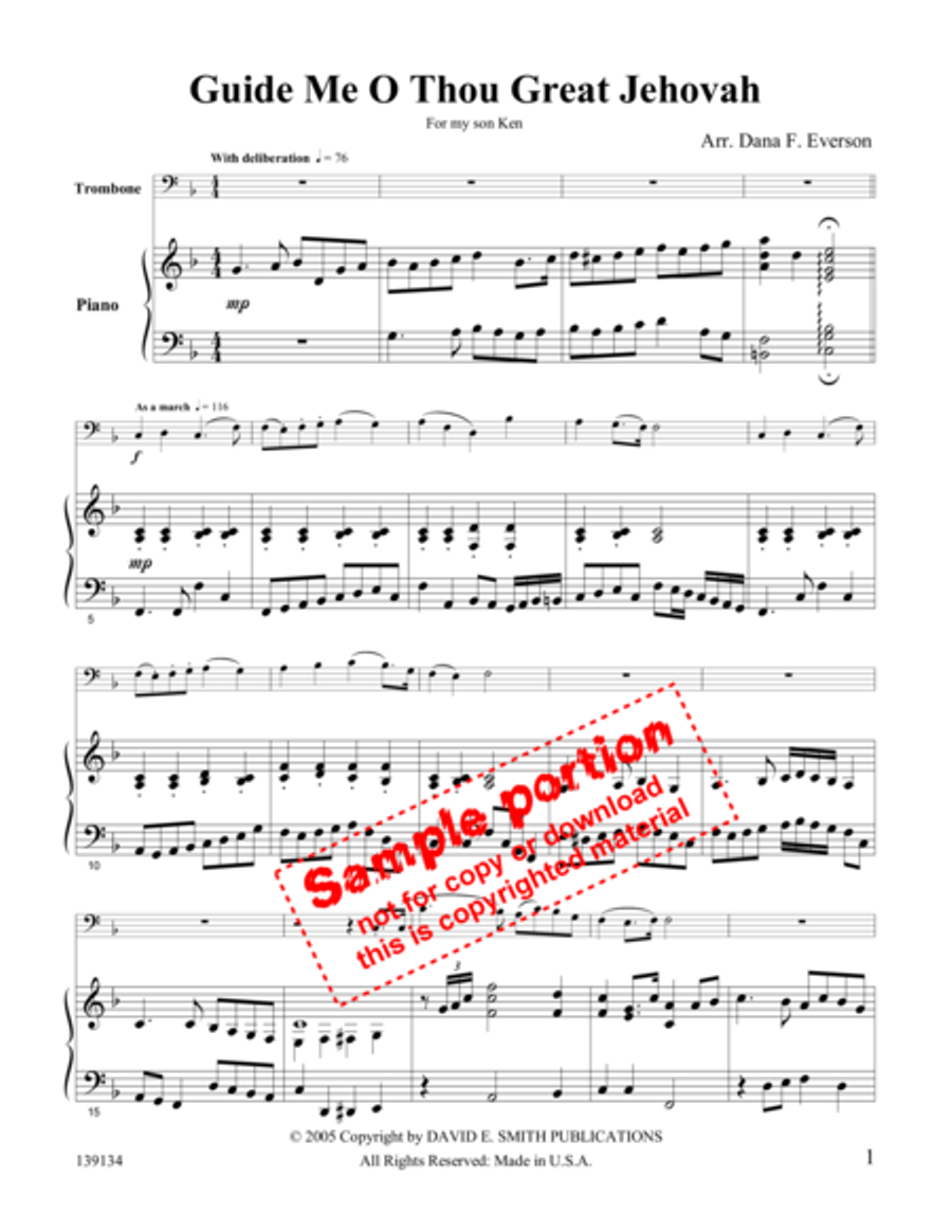 Guide Me O Great Jehovah Trombone Solo scores gallery preview page 2