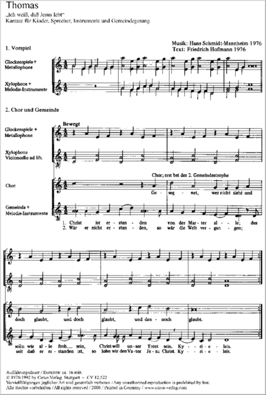 Thomas, ich weiss, dass Jesus lebt 2-Part scores gallery preview page 14