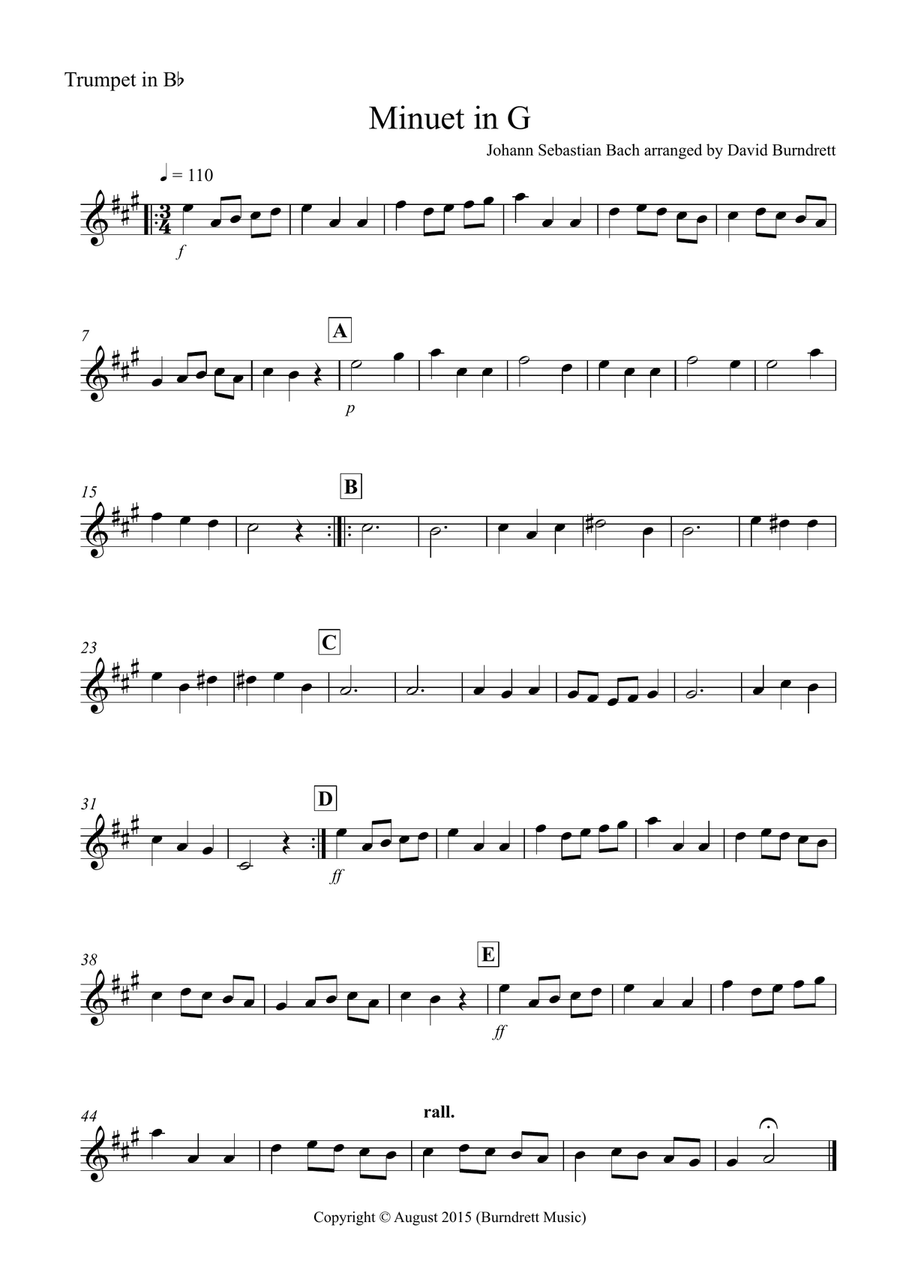 Minuet in G by Bach for Brass Trio Brass Trio scores gallery preview page 3