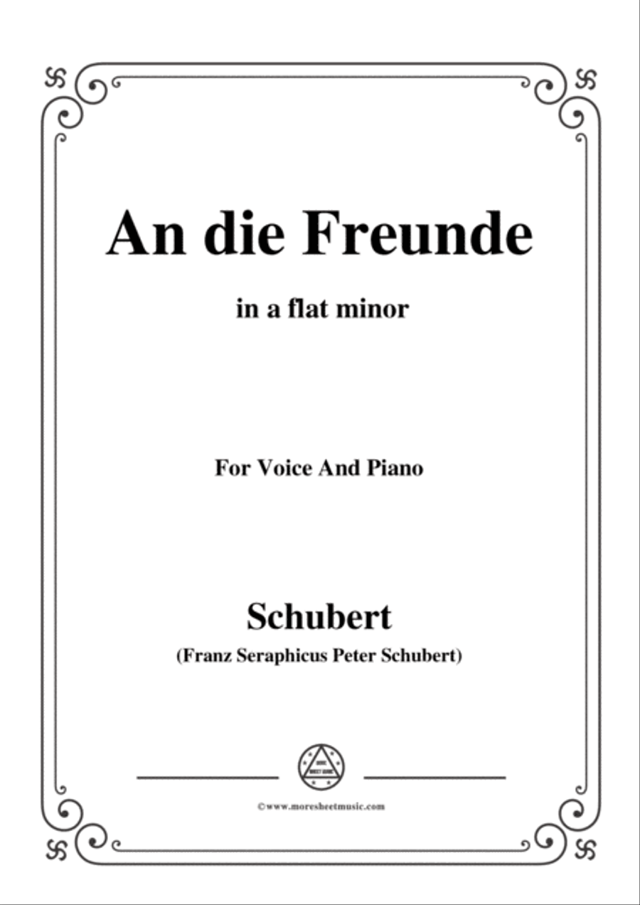 Schubert-An die Freunde(To My Friends),D.654,in a flat minor,for Voice&Piano Voice scores gallery preview page 1