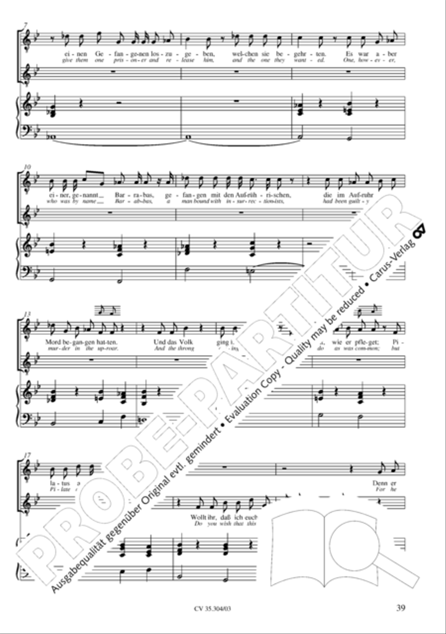 St. Mark Passion (Markus-Passion) 4-Part scores gallery preview page 40