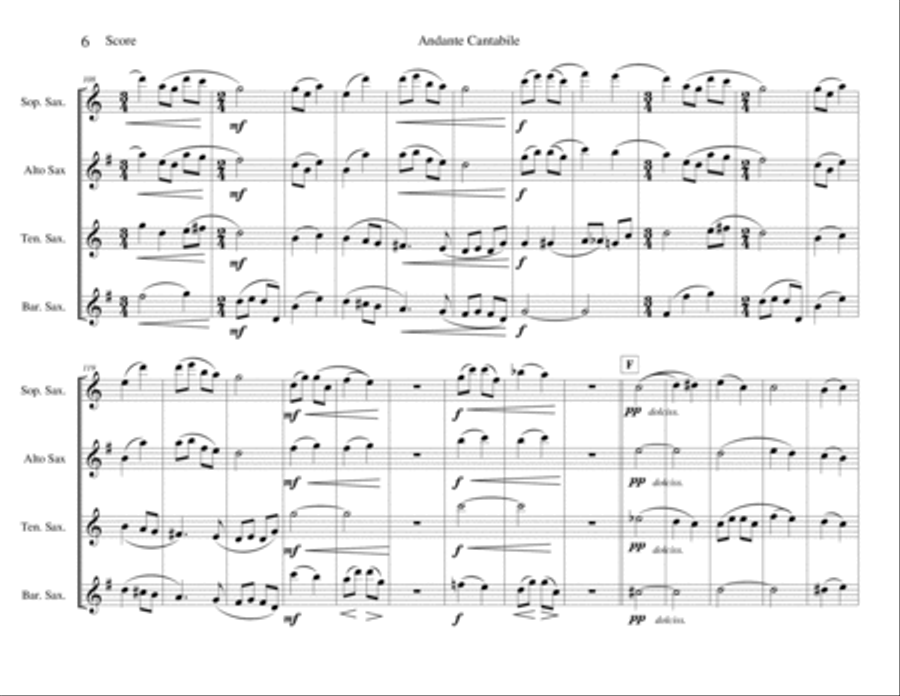 Andante Cantabile from String Quartet No. 1 Woodwind Ensemble scores gallery preview page 6