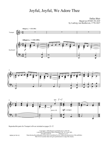 Joyful, Joyful, We Adore Thee (Downloadable) Trumpet - Digital Sheet Music