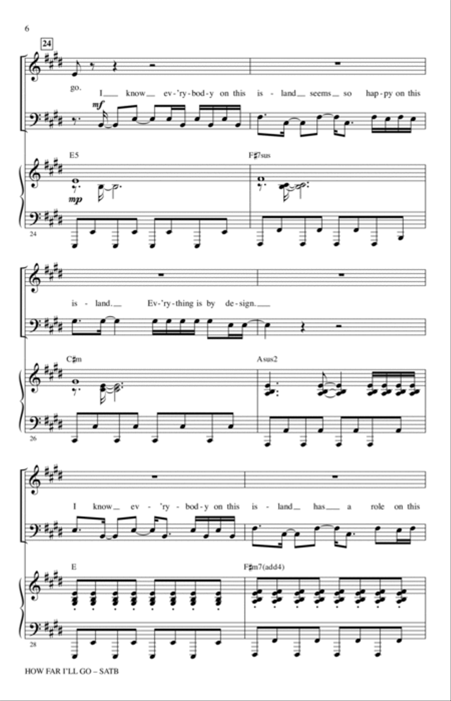 How Far I'll Go (from Moana) (arr. Ed Lojeski) 4-Part scores gallery preview page 5
