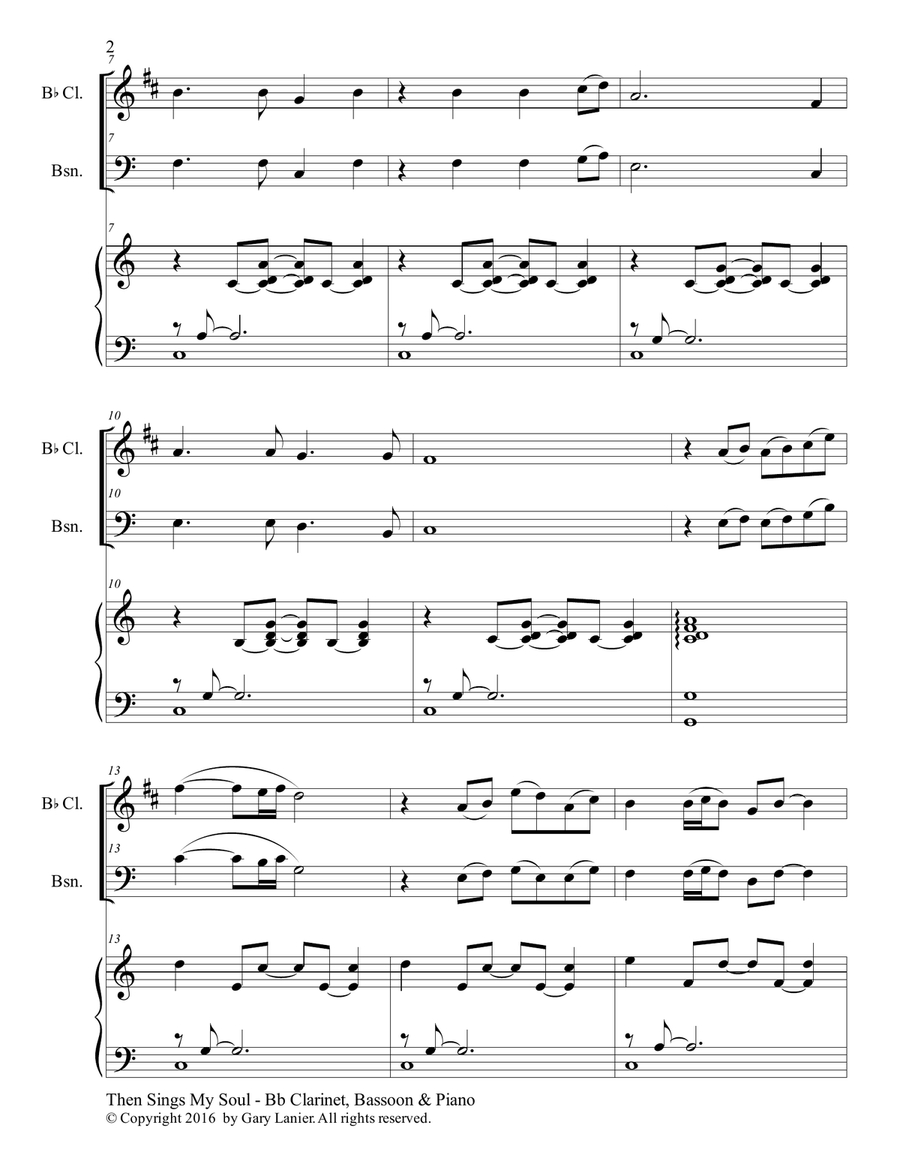 Trios for 3 GREAT HYMNS (Bb Clarinet & Bassoon with Piano and Parts) Woodwind Duet scores gallery preview page 3