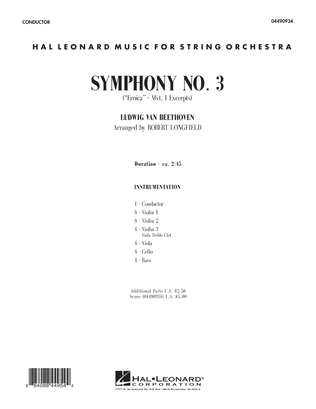 Book cover for Symphony No. 3 ("Eroica" - Mvt. 1 Excerpts) - Full Score
