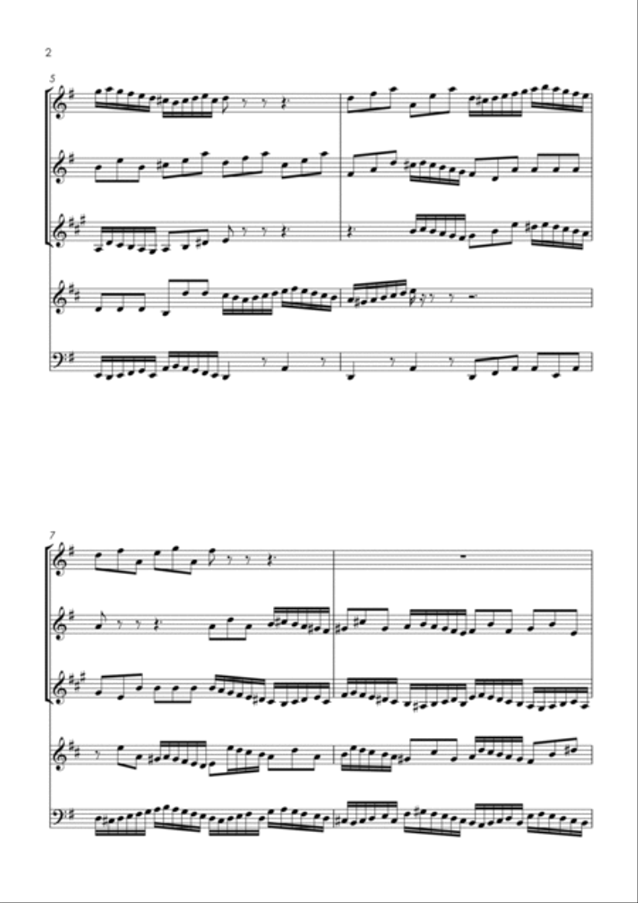 Brandenburg Concerto No.3, 2nd & 3rd movements - wind quintet Woodwind Quintet scores gallery preview page 4