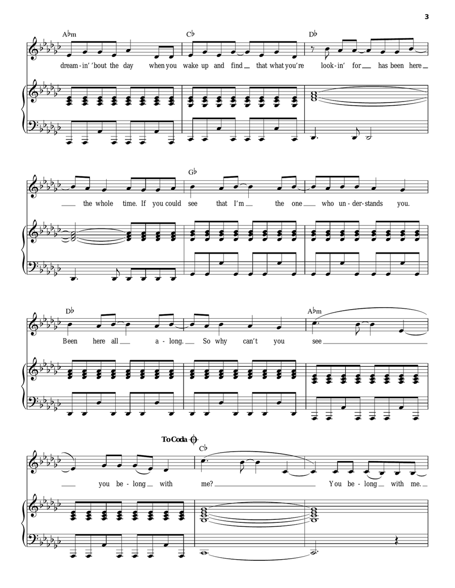 You Belong With Me Piano, Vocal scores gallery preview page 3