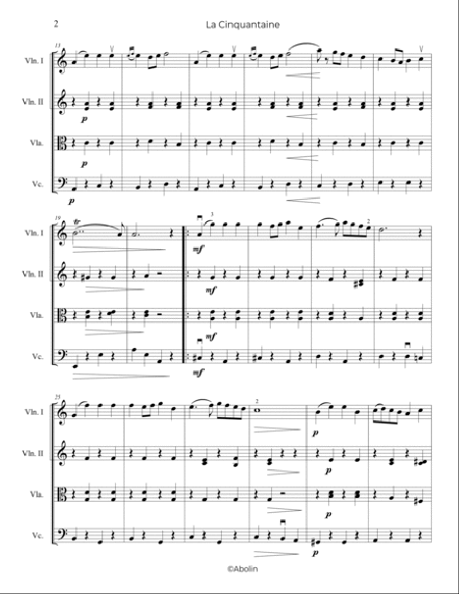 Marie: La Cinquantaine - String Quartet String Quartet scores gallery preview page 3