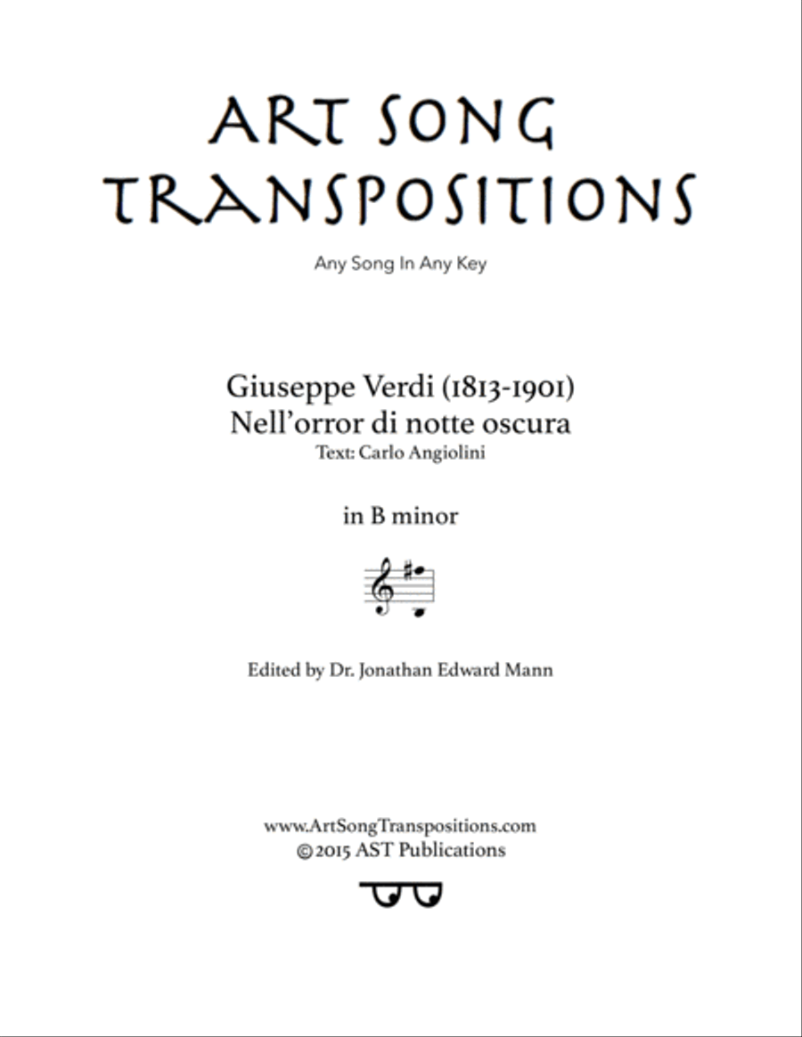 VERDI: Nell'orror di notte oscura (transposed to B minor) Voice scores gallery preview page 1