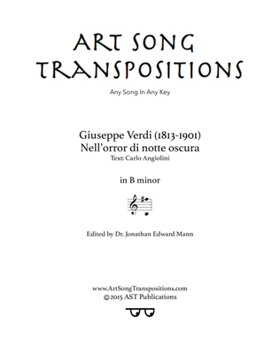 Book cover for VERDI: Nell'orror di notte oscura (transposed to B minor)