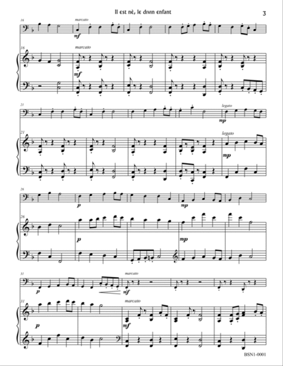 He Is Born, the Divine Christ Child (Il est nè, le divin enfant) Small Ensemble scores gallery preview page 3