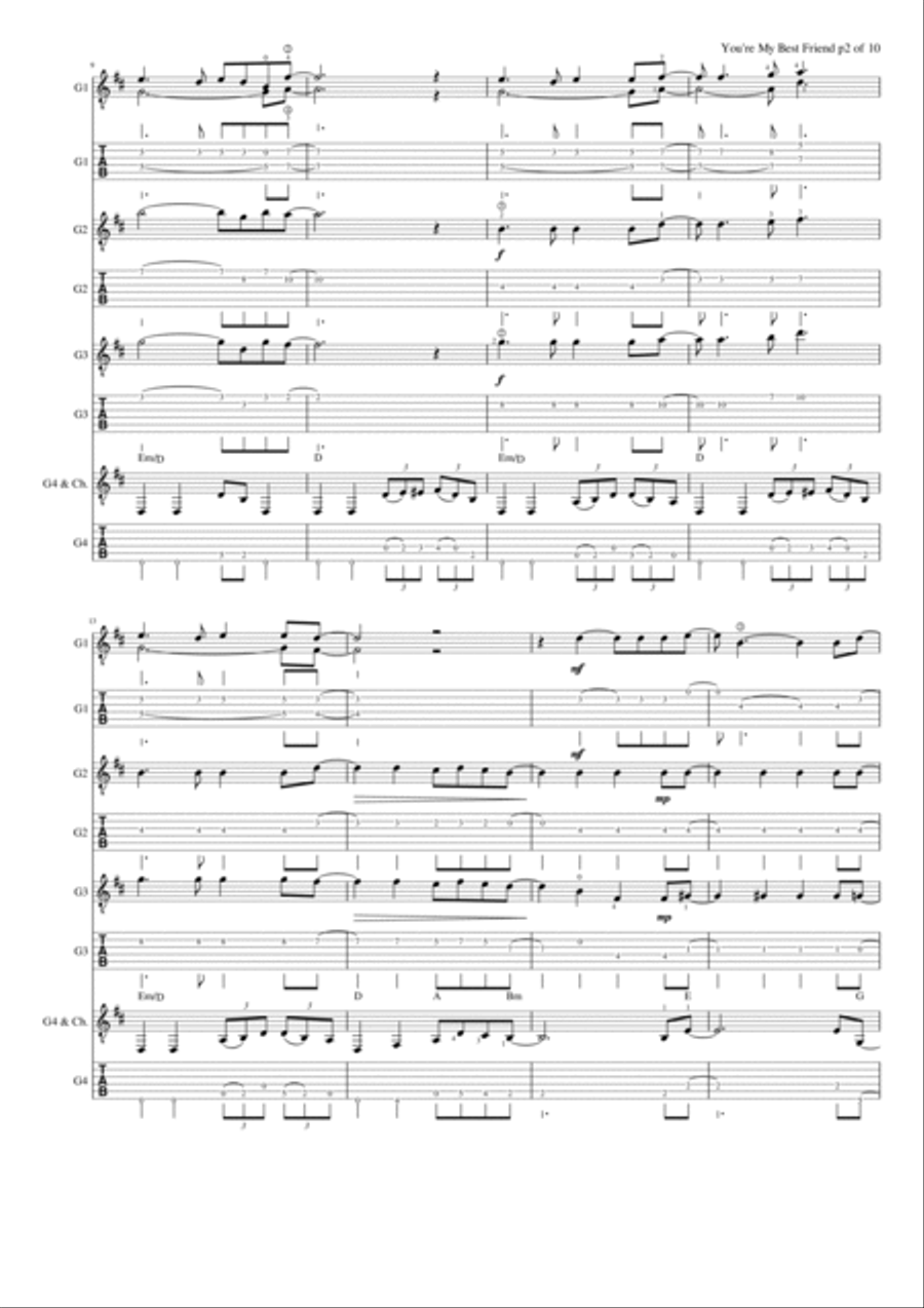 You're My Best Friend Guitar Ensemble scores gallery preview page 3