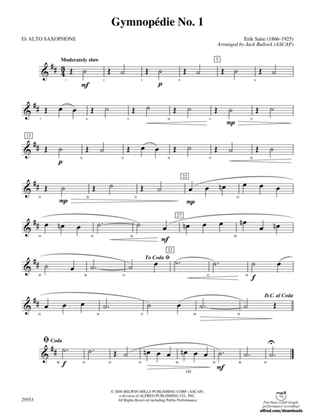 Book cover for Gymnopedie No. 1: E-flat Alto Saxophone