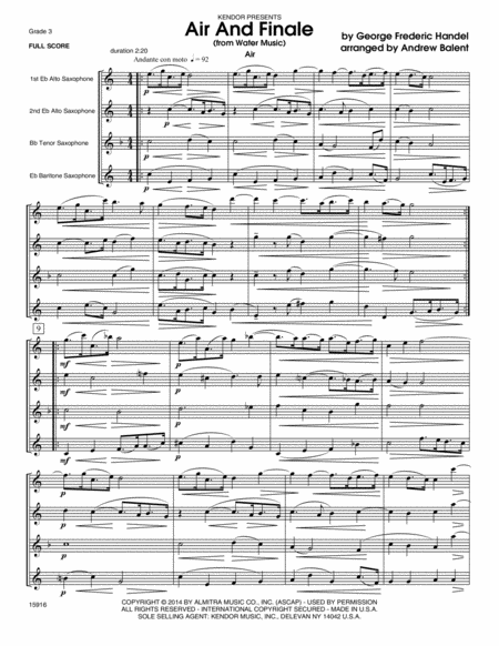 Air And Finale (from Water Music) - Conductor Score (Full Score)