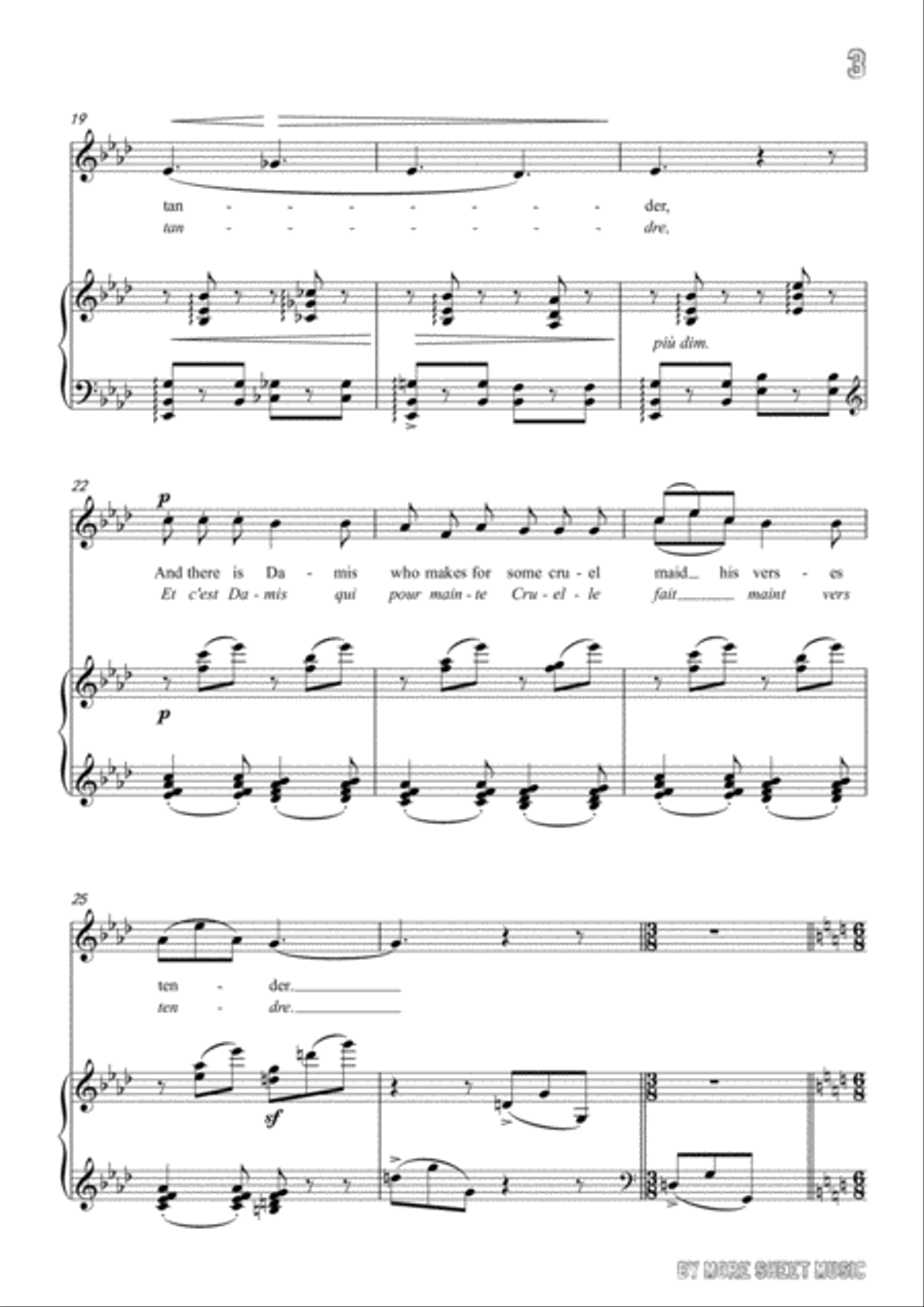 Debussy-The Mandolin in A flat Major,for voice and piano Voice Solo scores gallery preview page 5