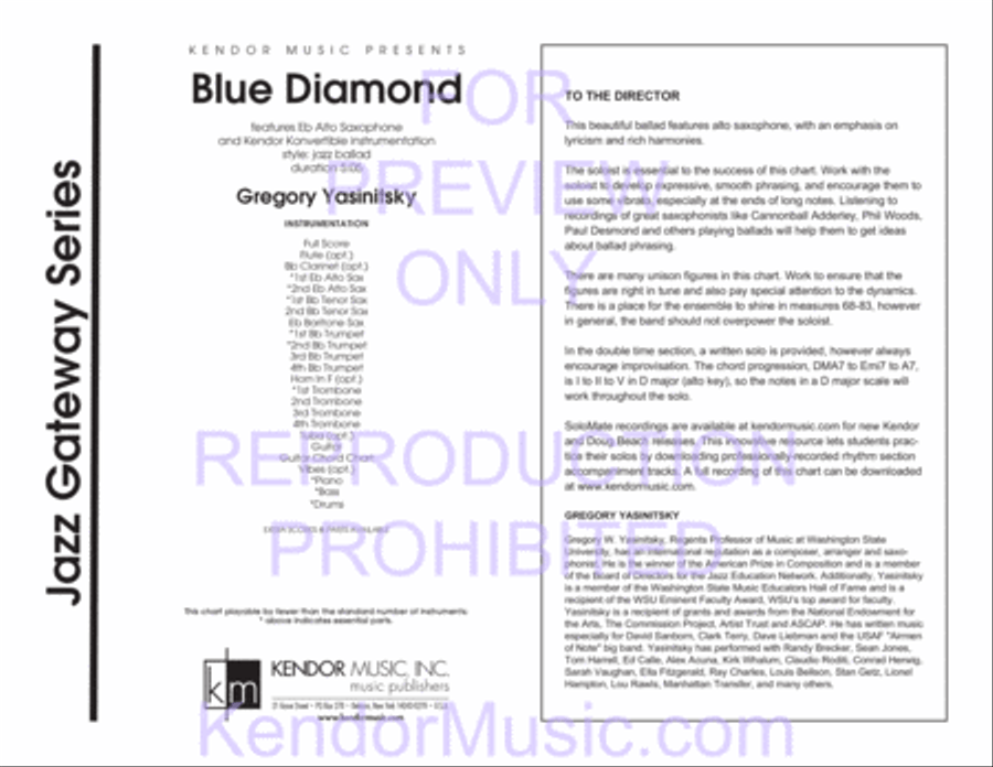 Blue Diamond (Full Score) Jazz Ensemble scores gallery preview page 2