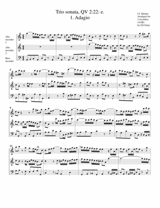 Trio sonata QV 2:22 e (Arrangement for 3 recorders)