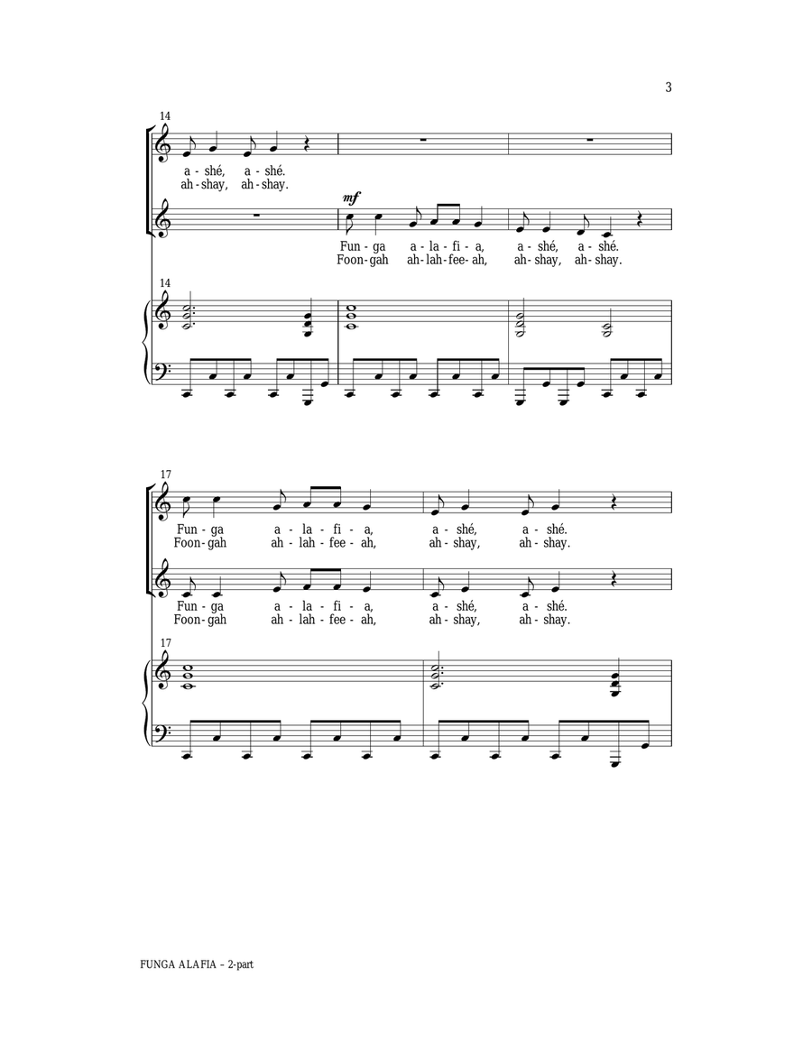 Funga Alafia (arr. Jill Gallina) 2-Part scores gallery preview page 3