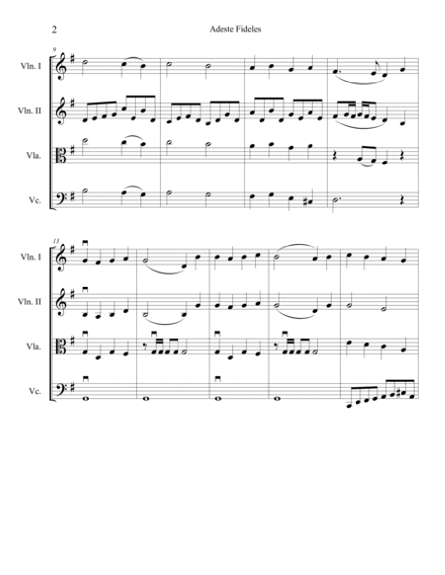 Adeste Fideles for String Quartet String Quartet scores gallery preview page 3