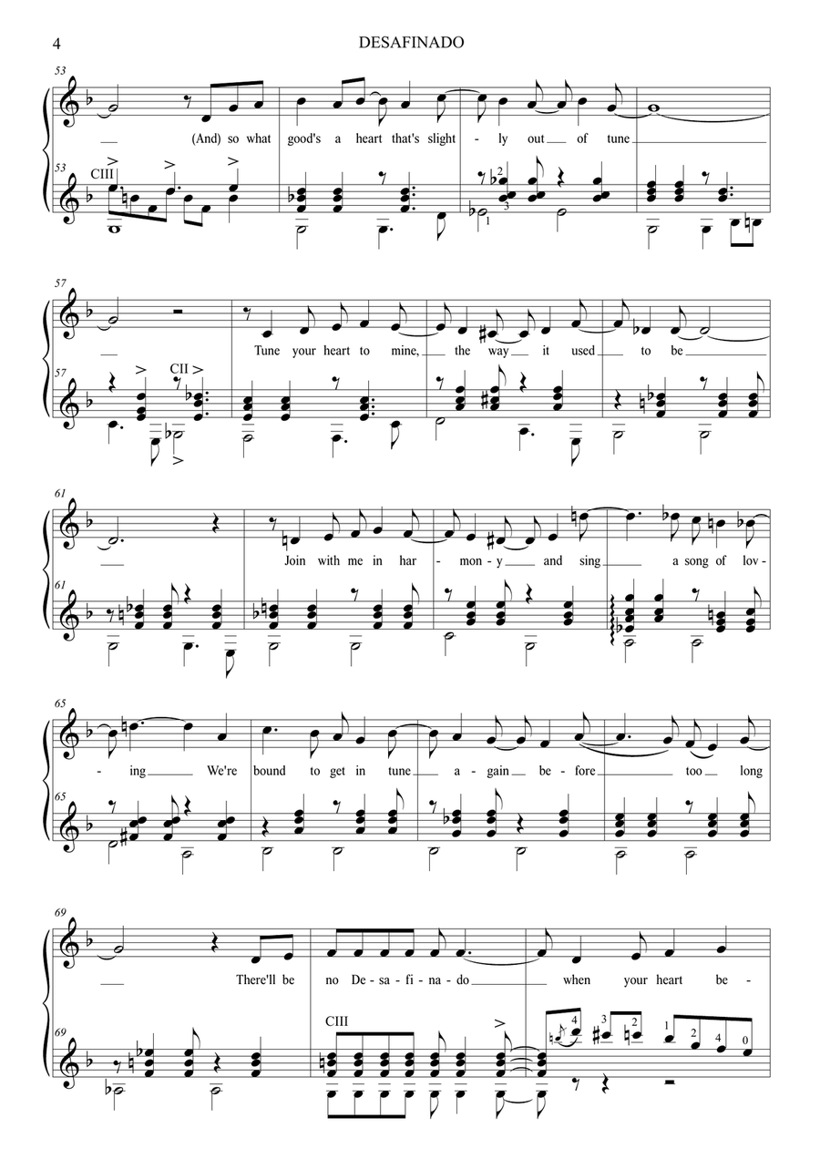Desafinado Piano, Vocal, Guitar scores gallery preview page 4
