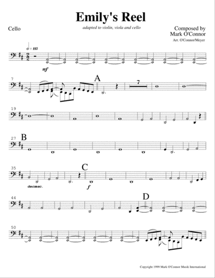 Emily's Reel (cello part - vln, vla, cel) String Trio scores gallery preview page 3