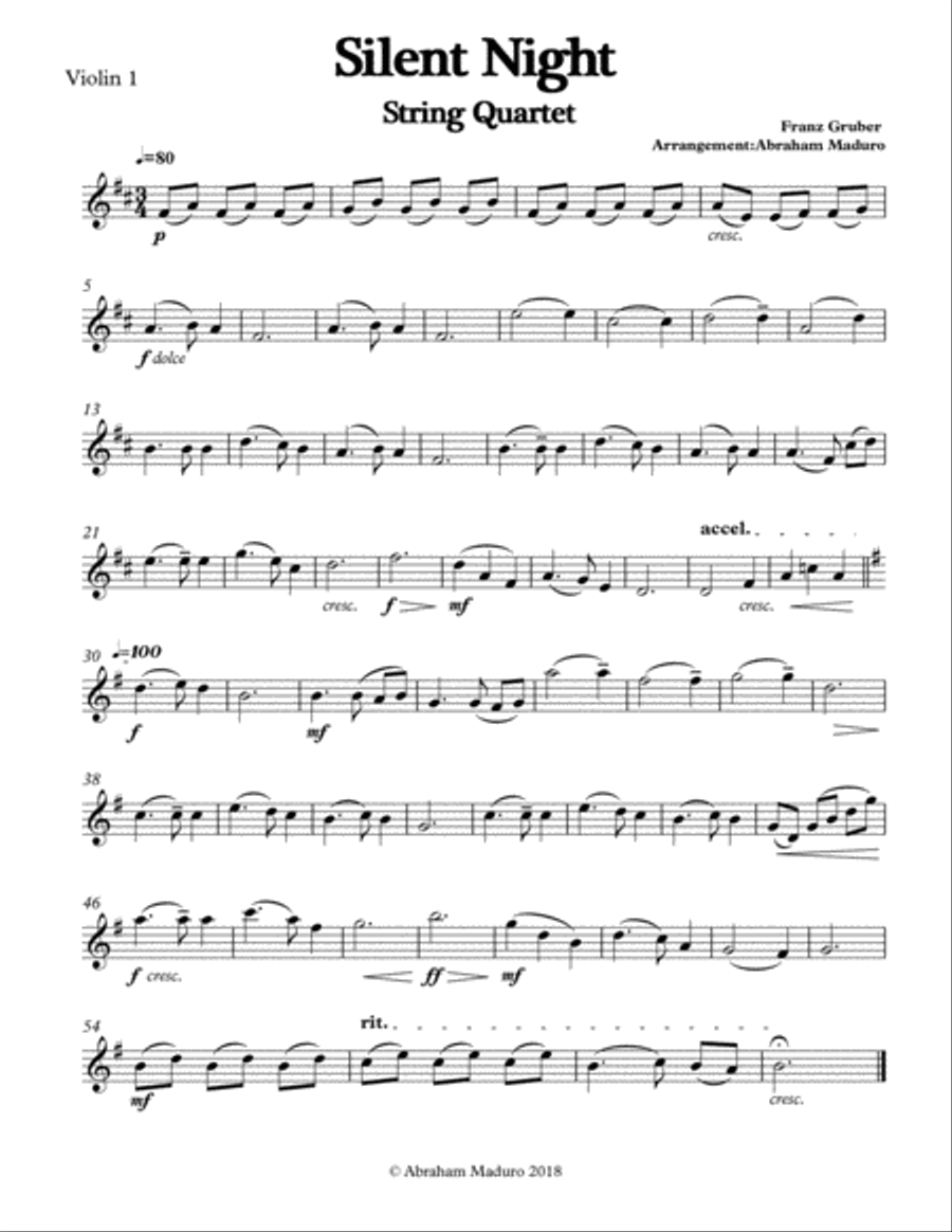 Silent Night String Quartet Two Tonalities Included String Quartet scores gallery preview page 5