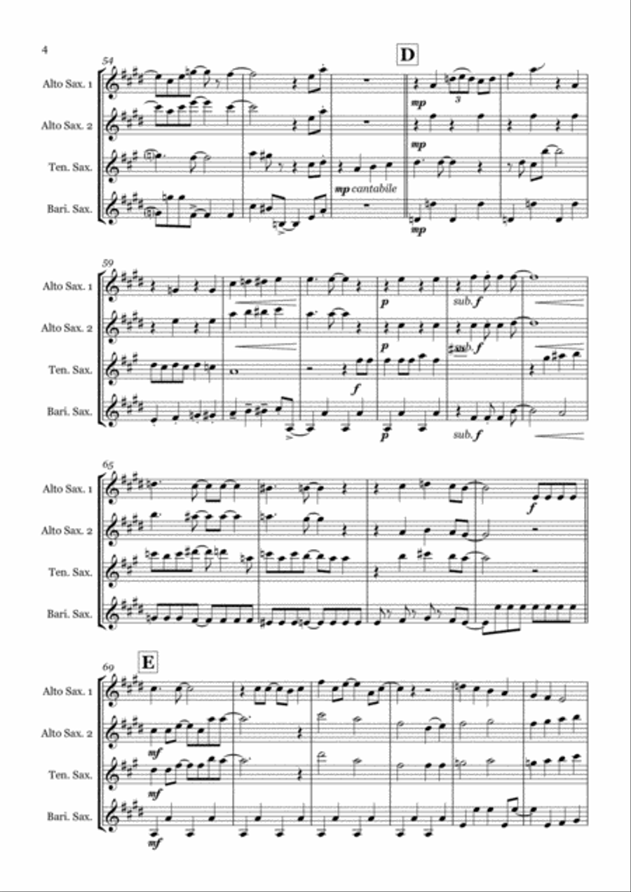 Seaside Rendezvous Saxophone Quartet scores gallery preview page 4