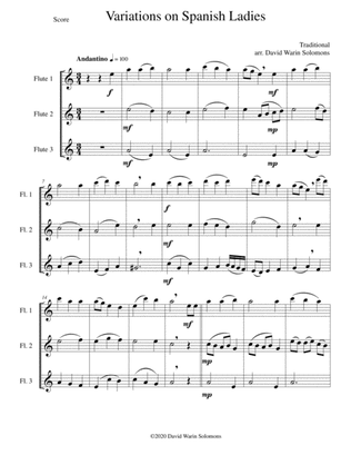 Variations on Spanish Ladies for flute trio