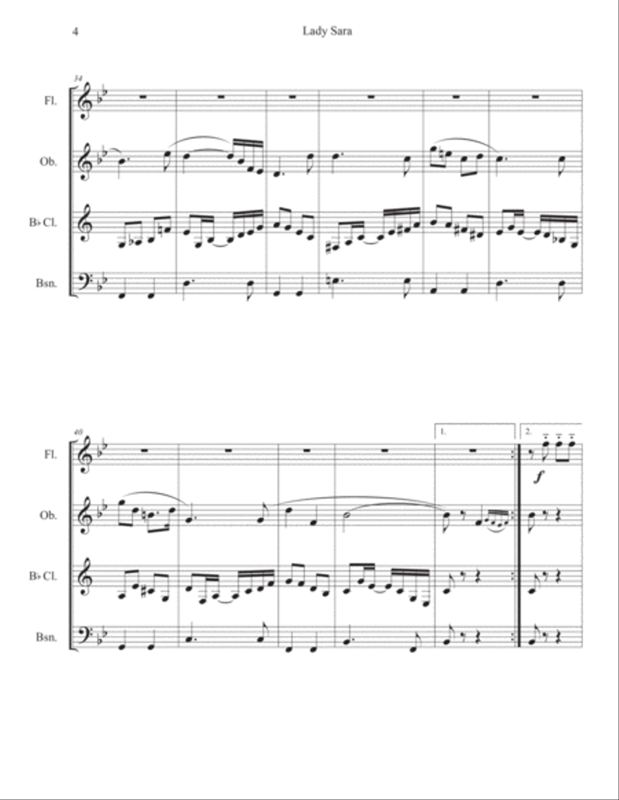 Lady Sara for Woodwind Quartet Woodwind Quartet scores gallery preview page 5