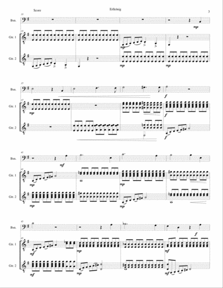 Erlkönig (The Erlking) for bassoon and 2 guitars Bassoon scores gallery preview page 3