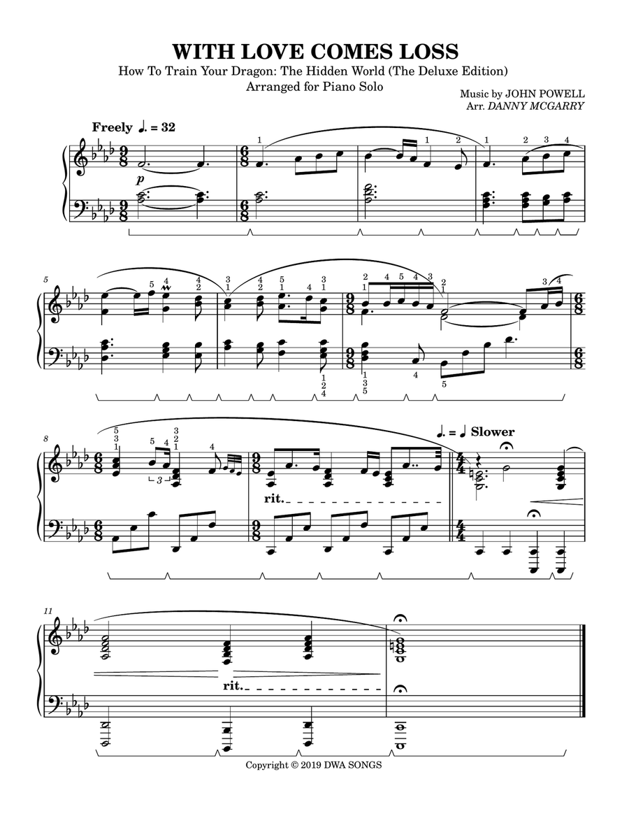 With Love Comes Loss Piano Solo scores gallery preview page 1