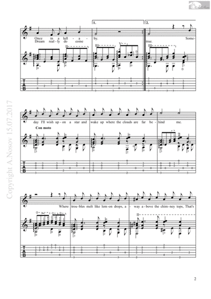 Somewhere over the Rainbow (Sheet music for vocals and guitar) image number null