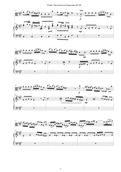 Vivaldi - Viola Concerto in F sharp minor RV395 for Viola and Piano image number null