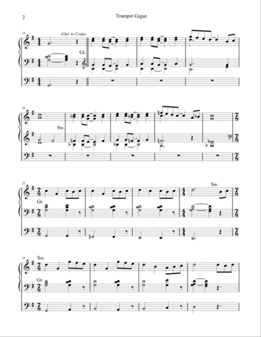 Trumpet Gigue in G major, organ work by Phil Lehenbauer Trumpet scores gallery preview page 3