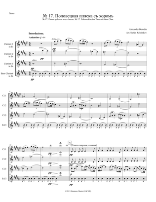 Alexander Borodin, Polovtsian Dances No.17, Arranged for Clarinet Quartet