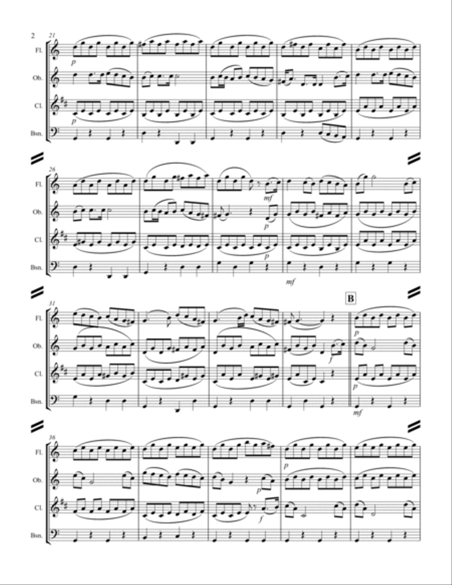 Haydn - “Serenade” (for Woodwind Quartet) Woodwind Quartet scores gallery preview page 3