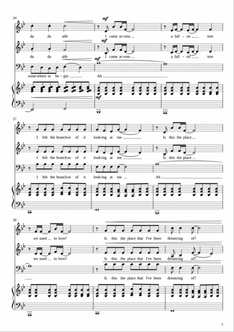 Somewhere Only We Know 3-Part scores gallery preview page 3