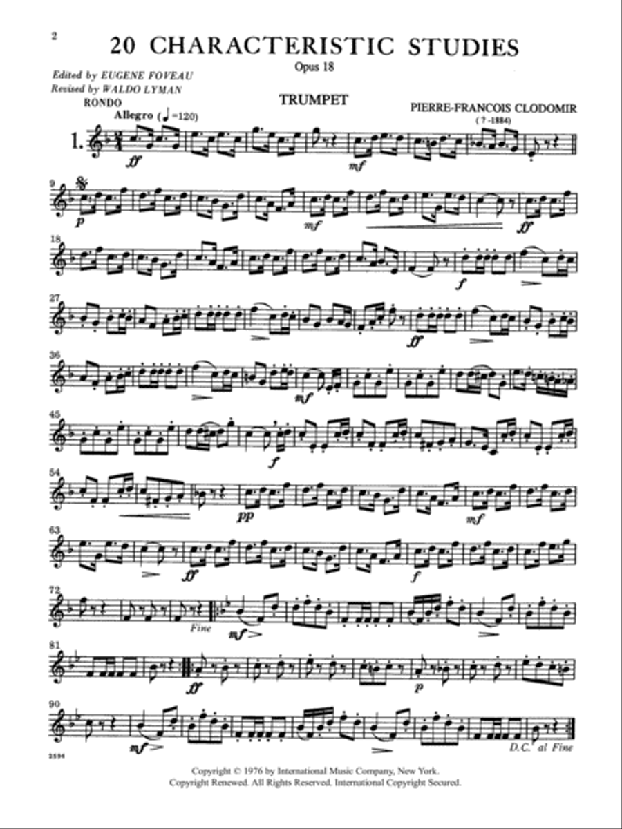 20 Characteristic Studies, Opus 18 Trumpet Solo scores gallery preview page 2