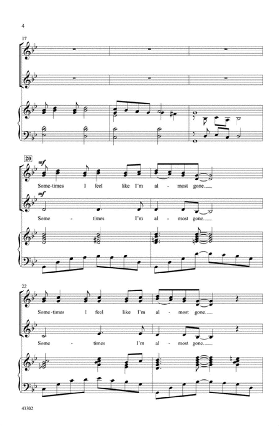 Sometimes I Feel Like a Motherless Child Choir scores gallery preview page 3