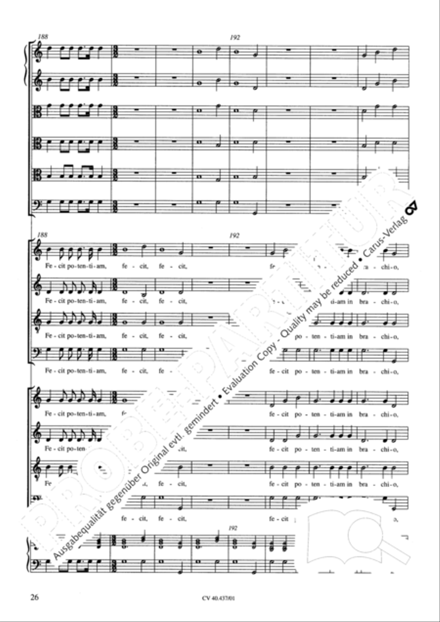 Magnificat a 8 voci con 6 vel 10 istromenti 4-Part scores gallery preview page 22