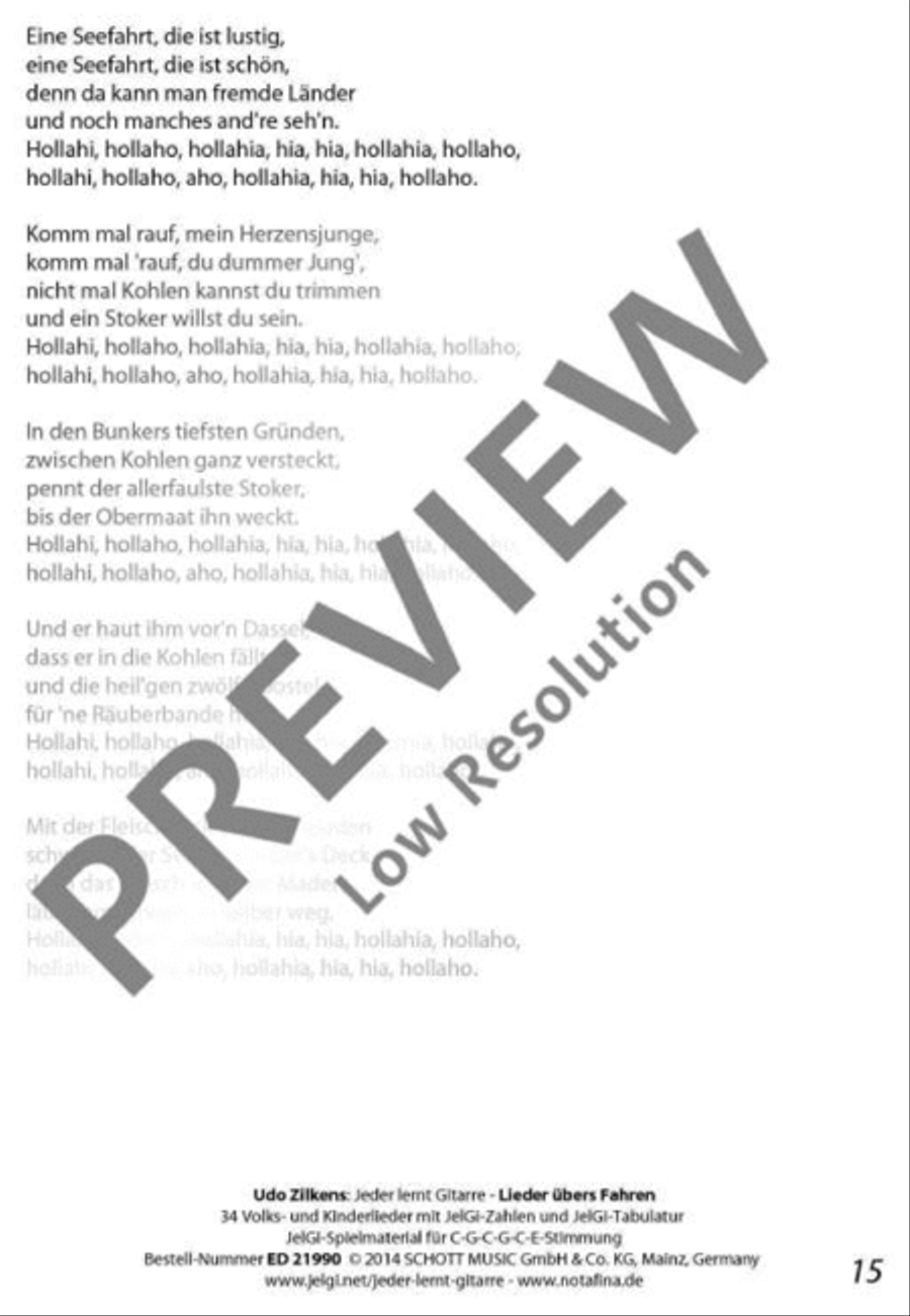 Jeder lernt Gitarre - Lieder übers Fahren Classical Guitar scores gallery preview page 16