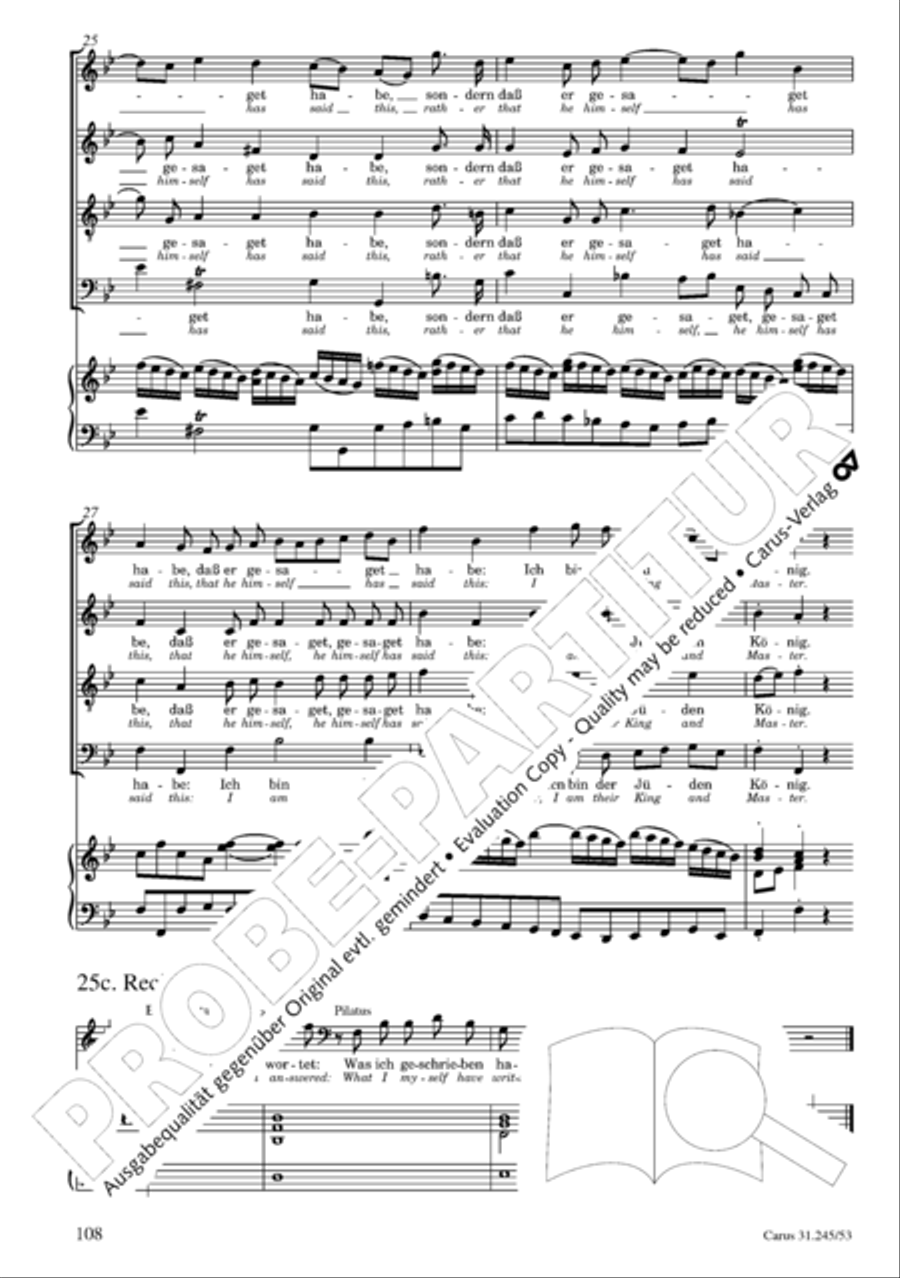 St. John Passion (Johannes-Passion) 4-Part scores gallery preview page 109