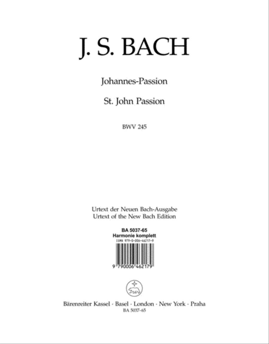 St. John Passion BWV 245 English Horn scores gallery preview page 1